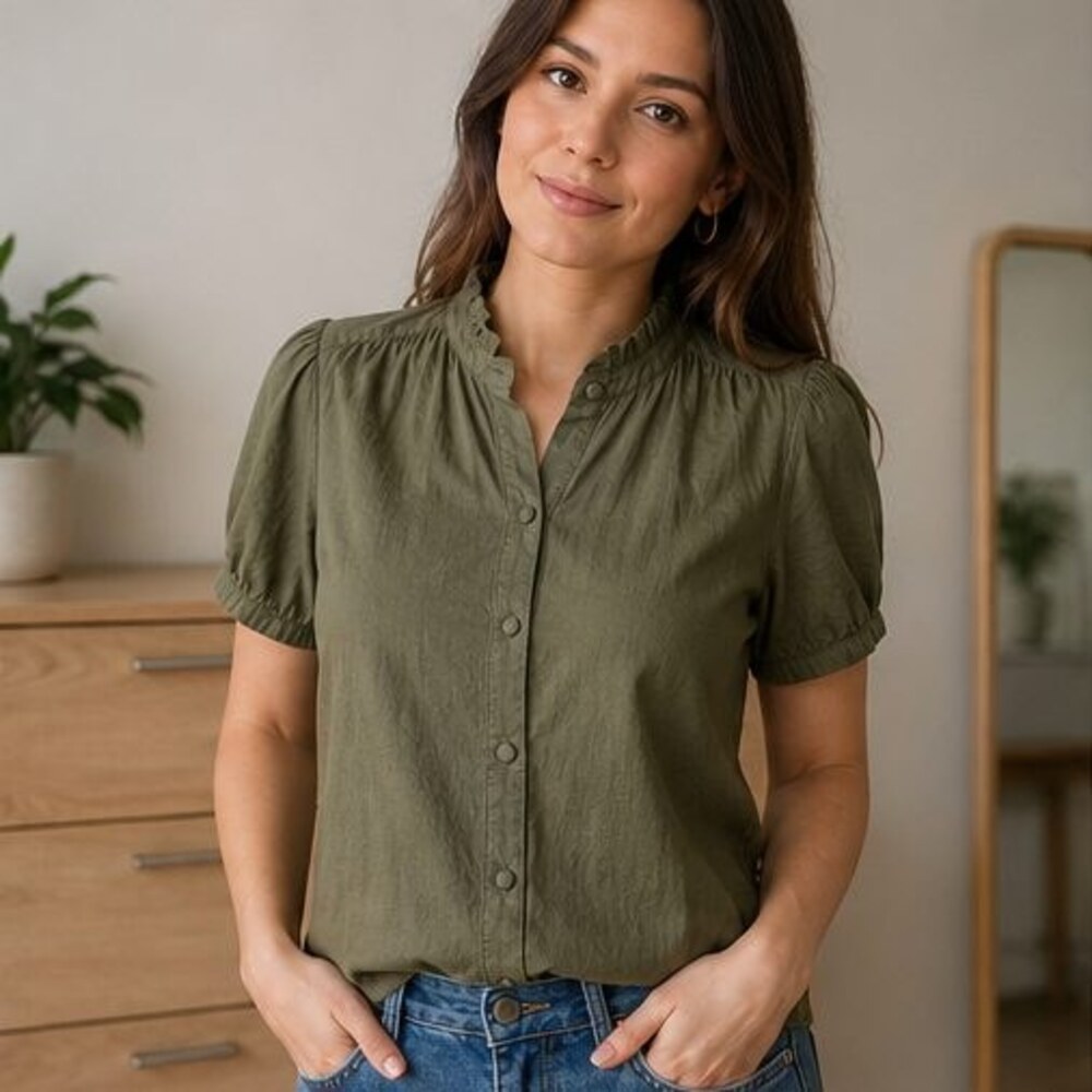 Camel Smocked Top - Picture 2 of 6
